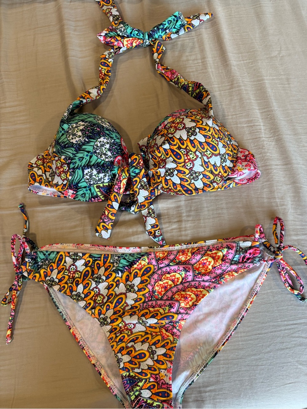 Colorful Paisley Tie Bikini Set